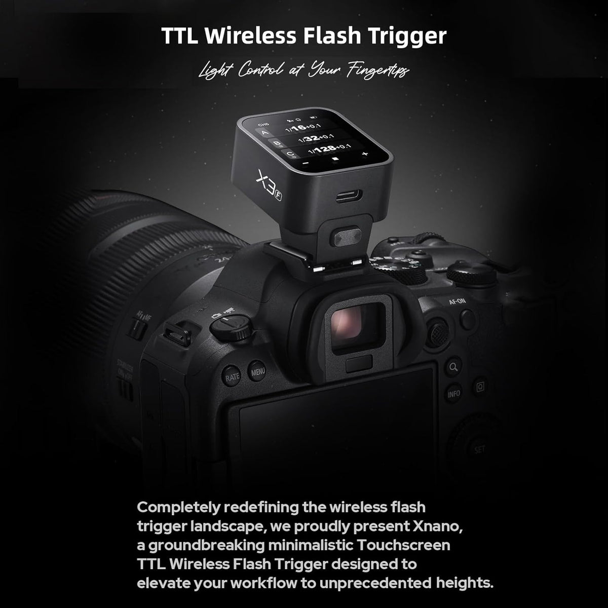 GODOX X3-S 2.4G Wireless Flash Trigger Transmitter TTL Autoflash with Large OLED Touchscreen Multiple Flash Modes with USB Port 32 Channels 16 Groups Compatible with Sony Cameras - PuriLite
