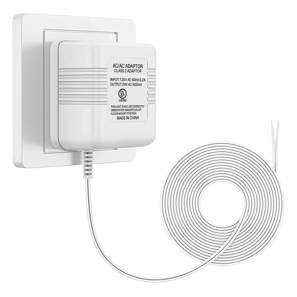 Xwartre Doorbell Transformer 24V Power Supply Compatible with Nest, Arlo, Ring, Amcrest, Logitech and Other Doorbells, Thermostats C Wire (7.9m Power Cable) - PuriLite