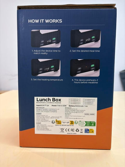 Docusvect Cordless Electric Lunch Box for Adults, Heated Lunch Box Battery Powered with Automatic Heating, 1.3L Portable Food Warmer with Removable Tray Divider - PuriLite