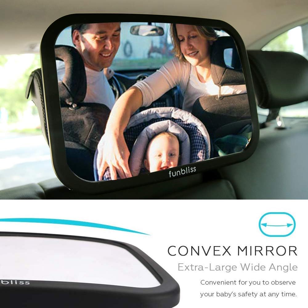 Funbliss Baby Car Mirror for Rear Facing Seat,360° Rotation, Safety CertifiedShatterproof Acrylic Glass, Clear Wide View,Infant Car Mirror for Car Seat Rear Facing,Baby Vehicle Mirror - PuriLite