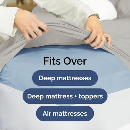 Extra Deep Queen Sheet Set - 6 Piece Breathable & Cooling Sheets - Hotel Luxury Bed Sheets Set - Easy & Secure Fit - Soft, Wrinkle Free & Comfy Sheets Set - White Sheet Set w/Extra Deep Pockets - PuriLite
