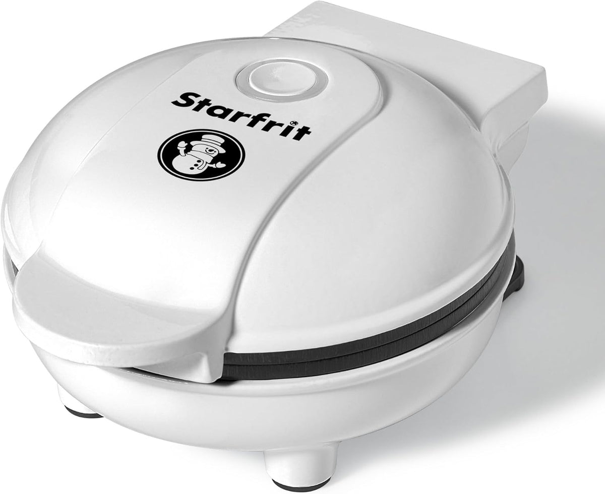 Starfrit 4-Inch Non-Stick Mini Waffle Maker – Snowman Shape - Compact - Easy to Clean - 350W - PuriLite