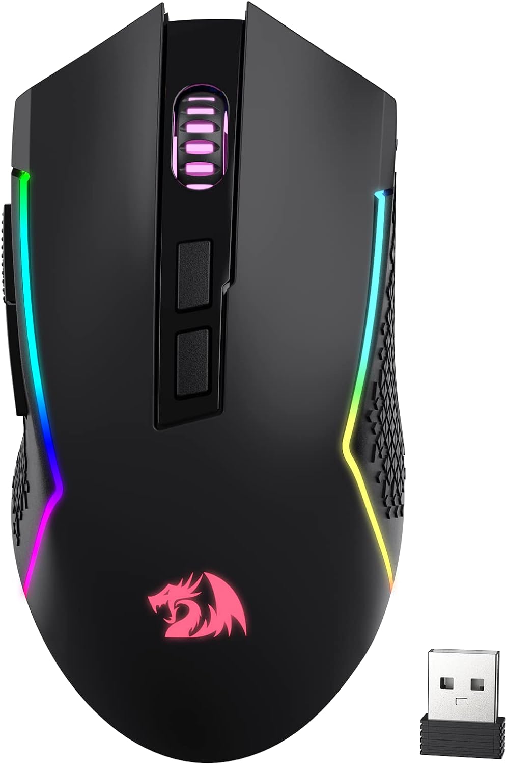 Redragon M693 Wireless Gaming Mouse, 8000 DPI Wired/Wireless Mouse w/ 3-Mode Connection, BT & 2.4G Wireless, 7 Macro Buttons, Durable Power Capacity for PC/Mac/Laptop - PuriLite