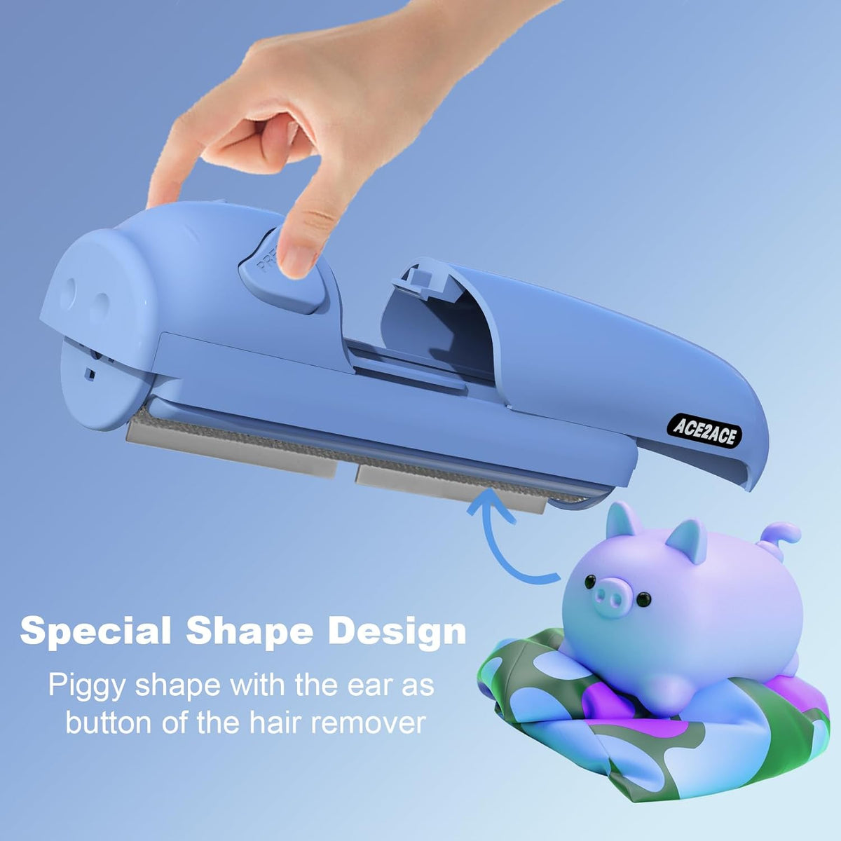 ACE2ACE Pet Hair Remover Roller, Reusable Lint Roller Hair Removal Brush Self-Cleaning Animal Fur Remover for Carpet,Sofa,Bedding-Blue - PuriLite