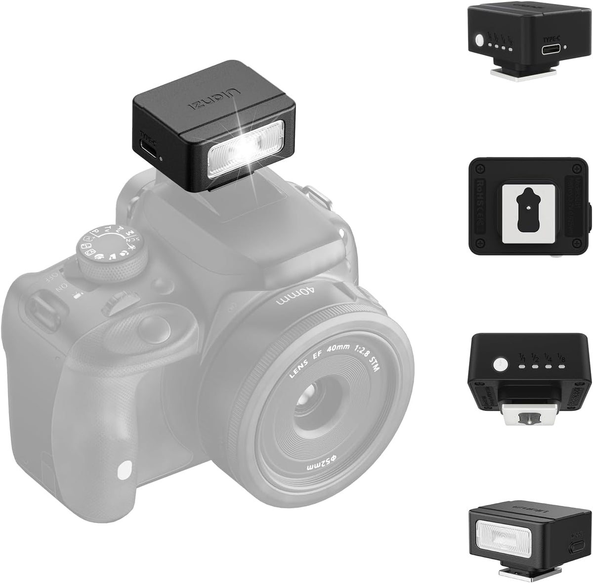 ULANZI Mini Camera Flash SL01 Speedlite Digital Camera Speedlight with Hot Shoe, Compatible with Sony/Canon/Fuji/Nikon/Panasonic/Olympus/Pentax - PuriLite