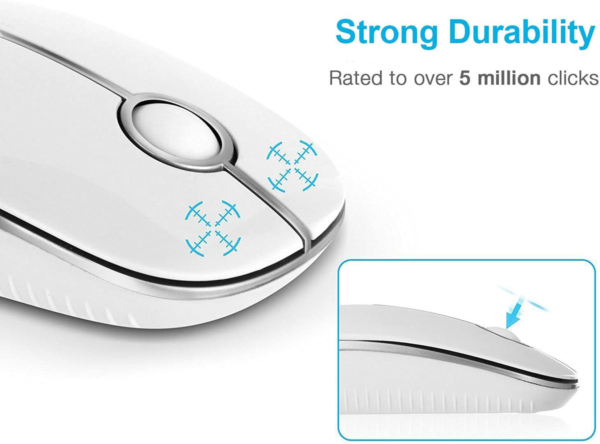 Wireless Mouse, Vssoplor 2.4G Slim Portable Computer Mice with Nano Receiver for Notebook, PC, Laptop, Computer (Black and Gray) - PuriLite