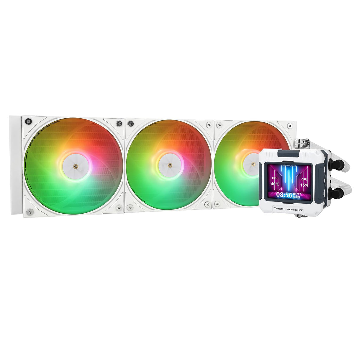 Thermalright FW 360 Black ARGB-360mm AIO CPU Liquid Cooler,IPS LCD Screen with 320 * 240 Resolution,for AM5/Intel LGA1700,‘2.4 inch’Magnet-Absorbent LCD Screen for Images -Black - PuriLite