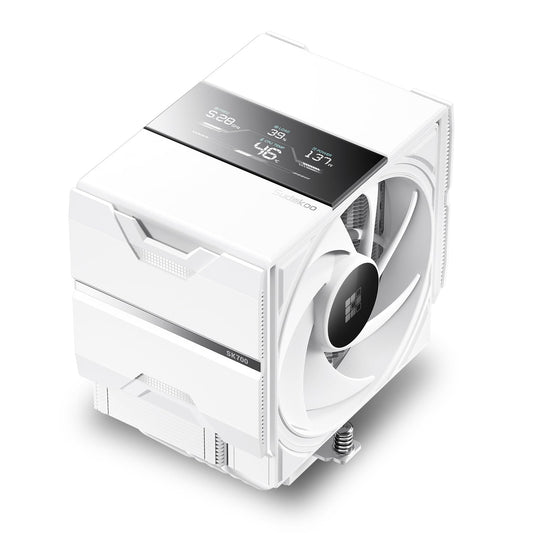 Sudokoo SK700V White AM5 CPU Cooler : 7 Heatpipes CPU Air Cooler with Digital Display for AM5 Exclusive - Single Tower PC Cooling with 120mm FDB PWM Quiet Fan & L-Rail Lock Mount - PuriLite