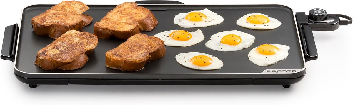 Presto 07072 22-Inch Extra Large Griddle, 22"x 13", Low Profile Design, Ceramic Nonstick, Black - PuriLite