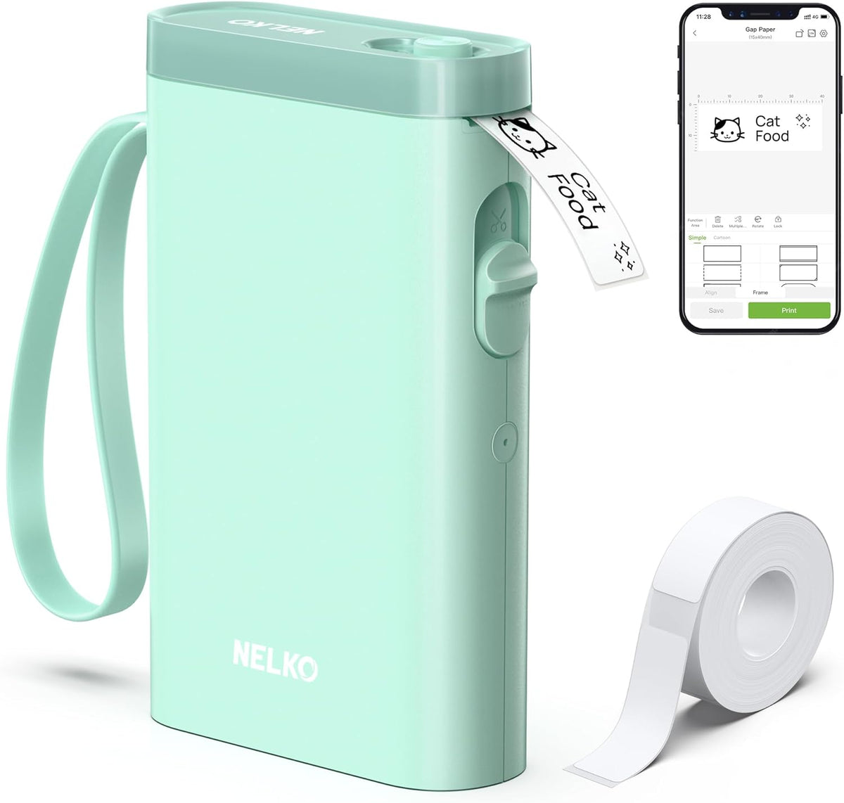 Nelko Label Maker Machine with Tape, P21 Portable Bluetooth Label Printer, Wireless Built-in Cutter Sticker Maker Mini Label Makers with Multiple Templates for School Organizing Office Home, White - PuriLite