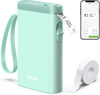 Nelko Label Maker Machine with Tape, P21 Portable Bluetooth Label Printer, Wireless Built-in Cutter Sticker Maker Mini Label Makers with Multiple Templates for School Organizing Office Home, White - PuriLite