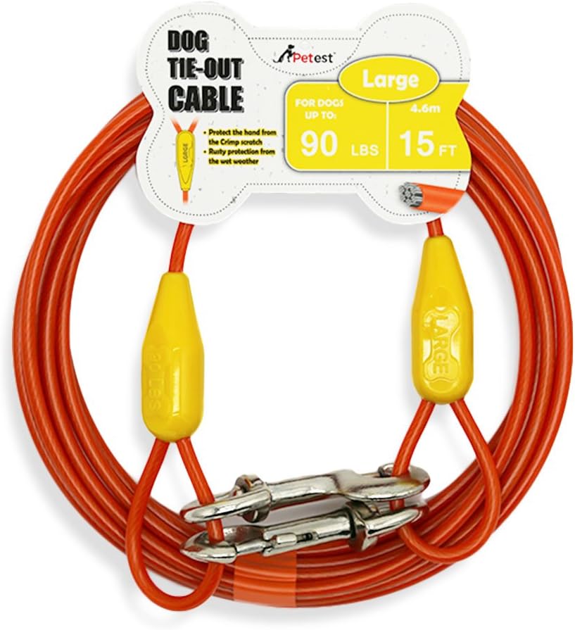 Petest 25ft Reflective Tie-Out Cable for Small Dogs Up to 35 Pounds - PuriLite