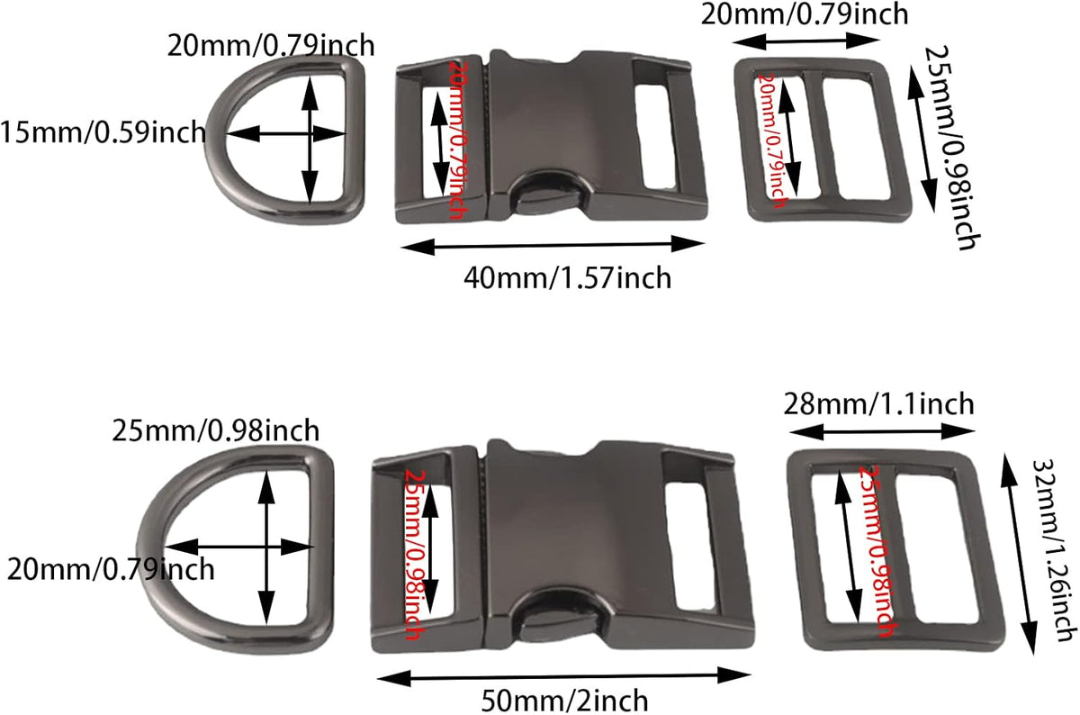 aoozleny 4 sets Buckles Hook Clip, D Dee Ring Side Release Adjustor Triglides Pet Dog Collar Buckles - PuriLite