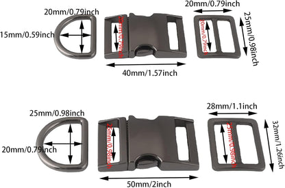 aoozleny 4 sets Buckles Hook Clip, D Dee Ring Side Release Adjustor Triglides Pet Dog Collar Buckles - PuriLite