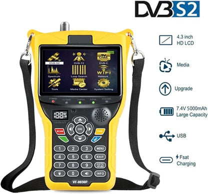 VF-9930 DVBS2/T/T2/C Satellite TV Finder 4.3 Inch High Resolution LCD Screen Signal Finder for Dish Network Directv - PuriLite