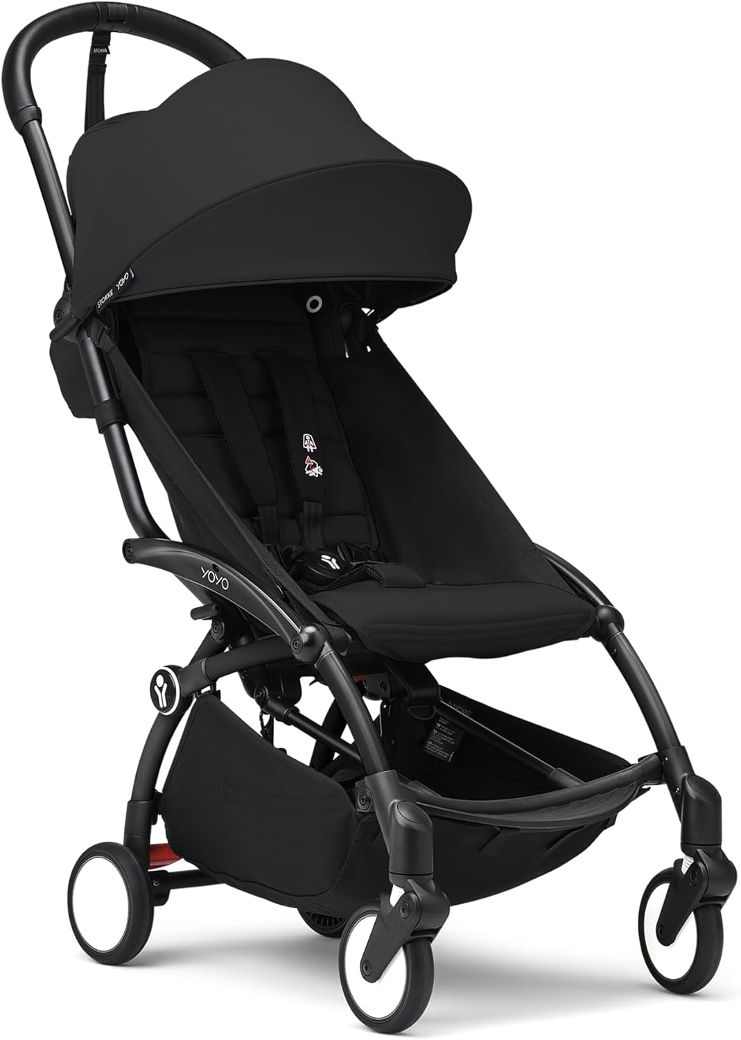 Stokke YOYO3 Stroller from 6 Months - Includes Black Frame, Seat Cushion & Canopy - Folds In & Out in a Flash - Light & Compact - Carry-On Compatible - PuriLite
