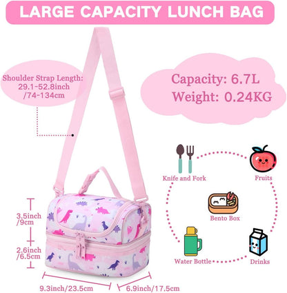 VASCHY Lunch Box Bag Men, Insulated Two Compartments Bento Cooler Bags for Adults/Women/Kids for School,Daycare,Kindergarten,Picnic Black - PuriLite