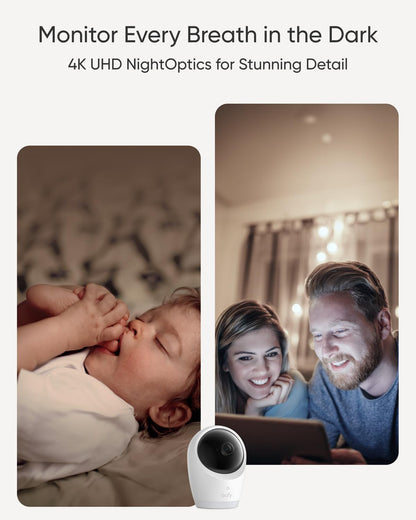 eufy Baby Monitor E21 with 4K Camera, Hybrid Wi-Fi and No Wi-Fi Connection, App and Monitor Control, Ultra-Clear Night View, Pan-Tilt, 8× Zoom, Portable Camera with Built-In Battery, ANR, Smart Alerts - PuriLite