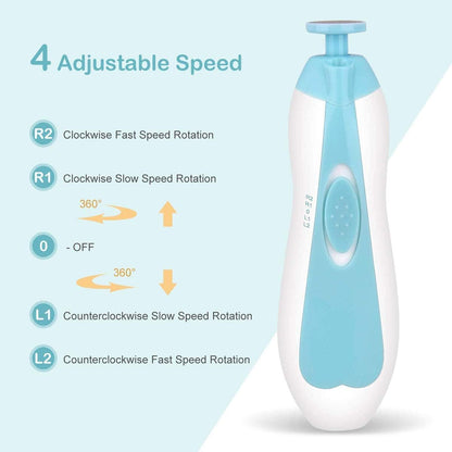 Baby Nail Trimmer File Electric Safe Nail Clippers with Light for Newborn or Toddler Toes and Fingernails (Blue) - PuriLite