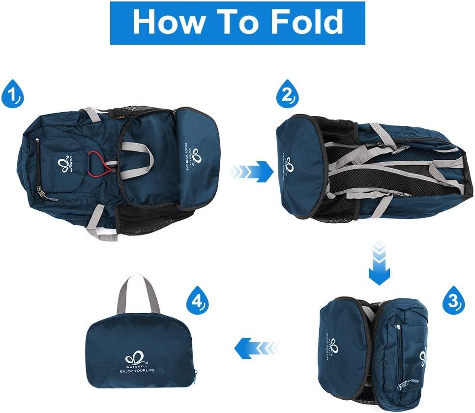 WATERFLY Hiking Backpack 20L Foldable Travel Backpack Lightweight Hiking Daypack for Outdoor Cycling Camping - PuriLite