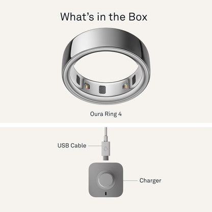 Oura Ring 4 - Silver - Size 8 - Smart Ring - Size First with Oura Ring 4 Sizing Kit - Sleep Tracking Wearable - Heart Rate - Fitness Tracker - Up to 8 Days of Battery Life - PuriLite