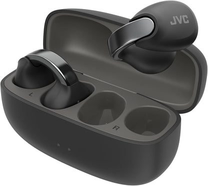 JVC nearphones Open Ear-Cuffs Wireless Headphones with Clasp Mechanism, Multipoint, Single Ear use, BT 5.3, Long Battery Life (up to 24 Hours) - HA-NP1T-A Teal Blue - PuriLite