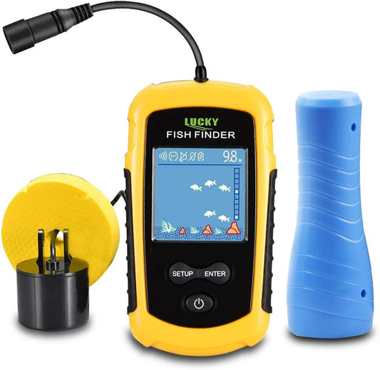 LUCKYLAKER Ice Portable Fishing Fish Finder Wired Handheld Fishing Finders Kayak Sonar Sensor Fish Finder Transducer Depth Finder LCD Monitor for Boat Canoe - PuriLite