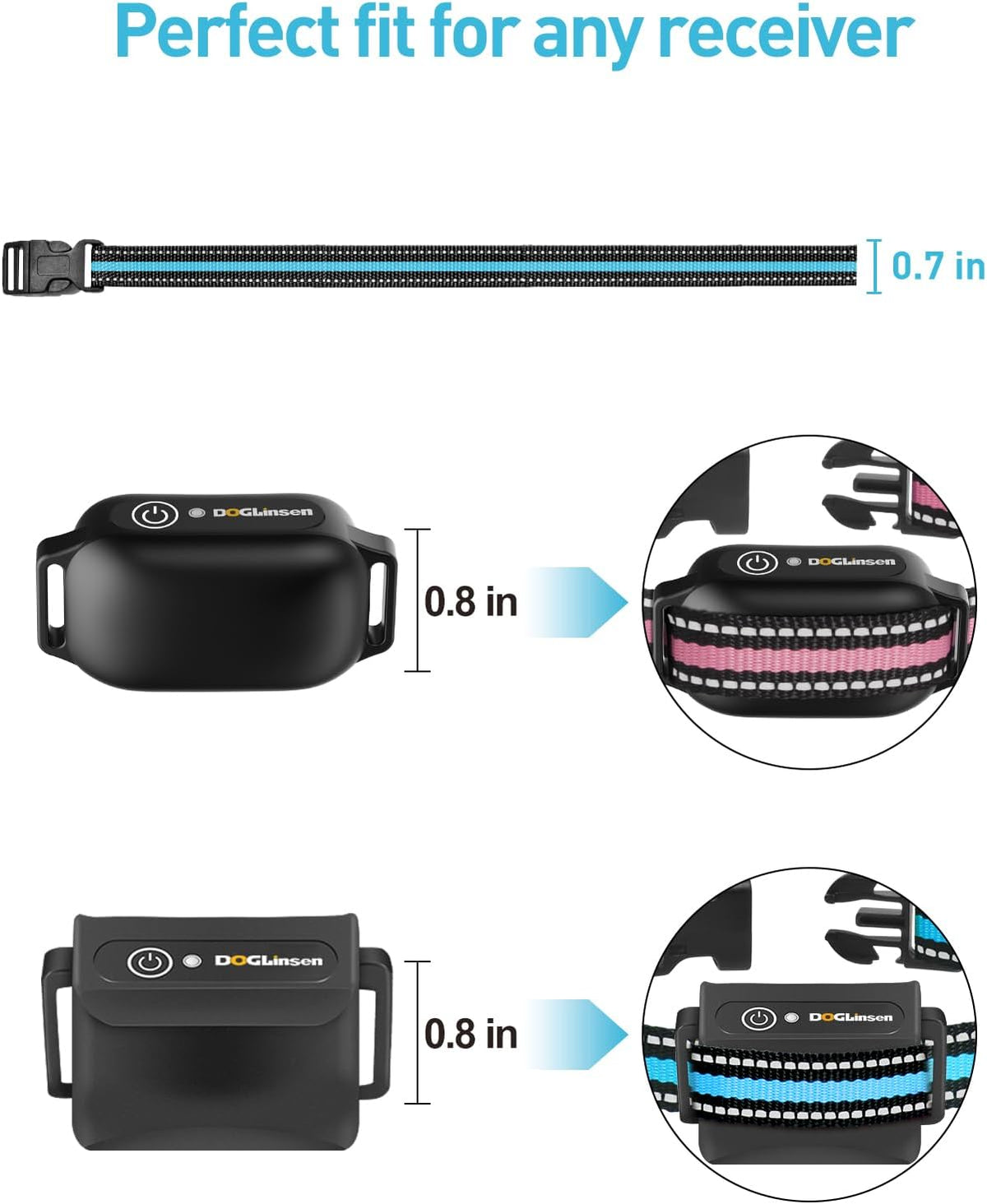 DOGLinsen 2-in-1 Bark and Shock Collar for Dogs, Smart Anti Barking Dog Training Collar with 5 Adjustable Sensitivity, Automatic Bark Collar with Remote, Vibration, Beep, Shock and Automatic - PuriLite