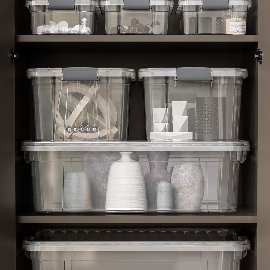 Superio Storage Bins with Lids- 3 Pack, 1.85 Qt Clear Boxes for Organizing, Stackable Plastic Containers- BPA Free, Non-Toxic, Odor Free, Organizer for Home, Office, Dorm - PuriLite