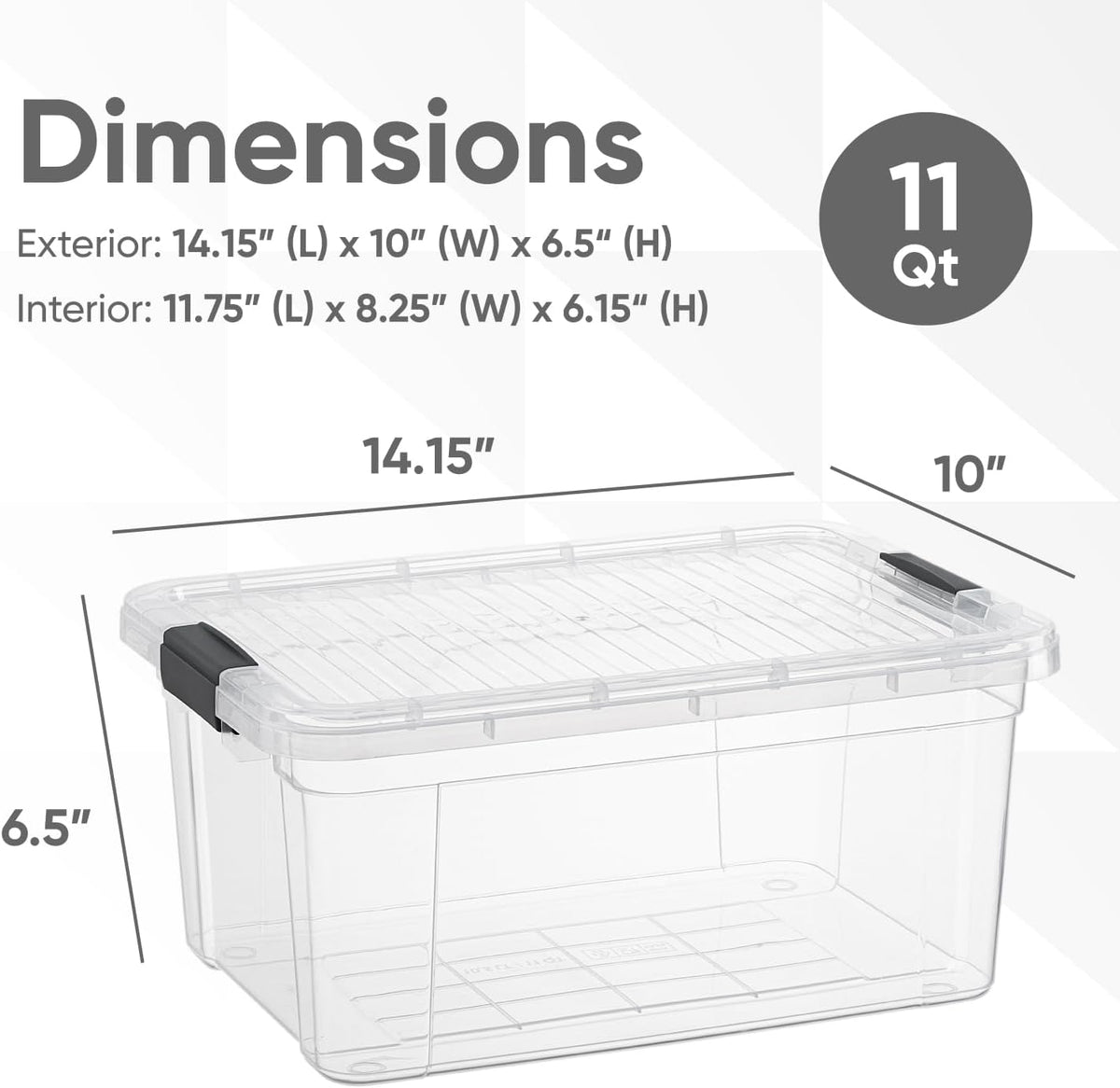 Superio Storage Bins with Lids- 3 Pack, 1.85 Qt Clear Boxes for Organizing, Stackable Plastic Containers- BPA Free, Non-Toxic, Odor Free, Organizer for Home, Office, Dorm - PuriLite