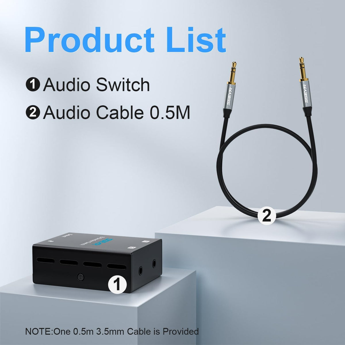 SGEYR Audio Switch 3.5mm Bi-Direction Switch, Stereo Audio Switcher 2 in 1/1 in 2 Out, Audio Switch Selector for Phone Speakers Headhphone - PuriLite