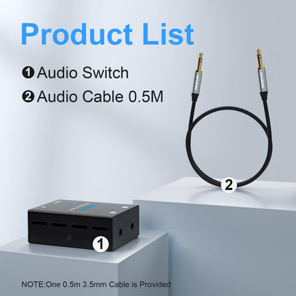 SGEYR Audio Switch 3.5mm Bi-Direction Switch, Stereo Audio Switcher 2 in 1/1 in 2 Out, Audio Switch Selector for Phone Speakers Headhphone - PuriLite