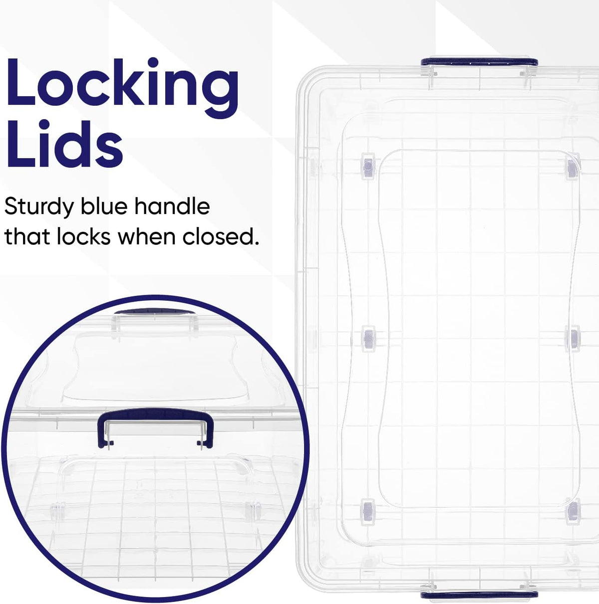 Superio Storage Bins with Lids- 3 Pack, 1.85 Qt Clear Boxes for Organizing, Stackable Plastic Containers- BPA Free, Non-Toxic, Odor Free, Organizer for Home, Office, Dorm - PuriLite
