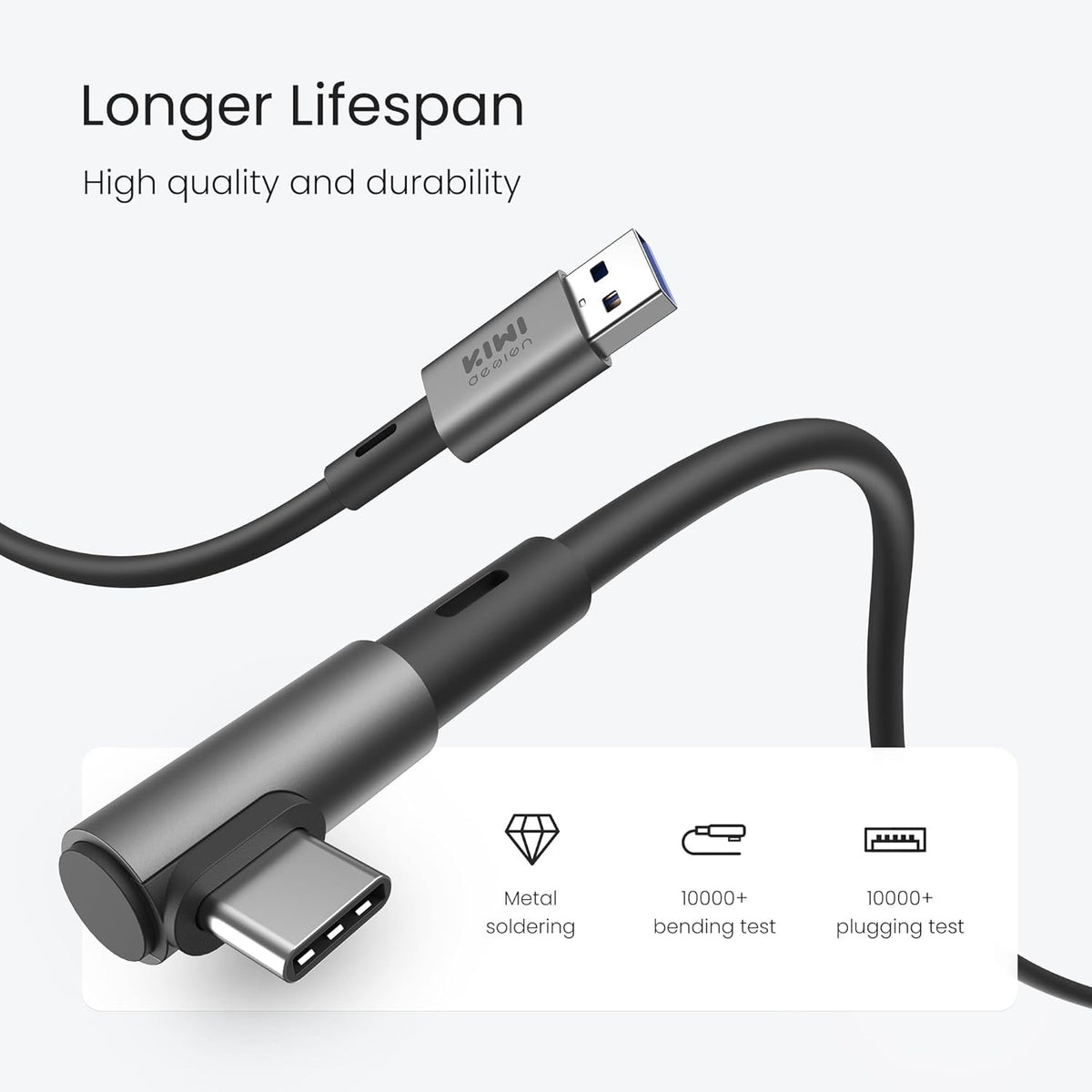 KIWI design 16FT Link Cable Compatible with Oculus/Meta Quest 3S Accessories, and Quest 3/2/Pro/Pico 4, USB3.0 Link Cable with 5Gbps Super Speed - PuriLite
