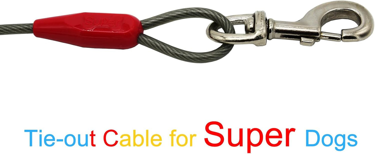 Petest 25ft Reflective Tie-Out Cable for Small Dogs Up to 35 Pounds - PuriLite