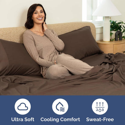 Extra Deep Queen Sheet Set - 6 Piece Breathable & Cooling Sheets - Hotel Luxury Bed Sheets Set - Easy & Secure Fit - Soft, Wrinkle Free & Comfy Sheets Set - White Sheet Set w/Extra Deep Pockets - PuriLite