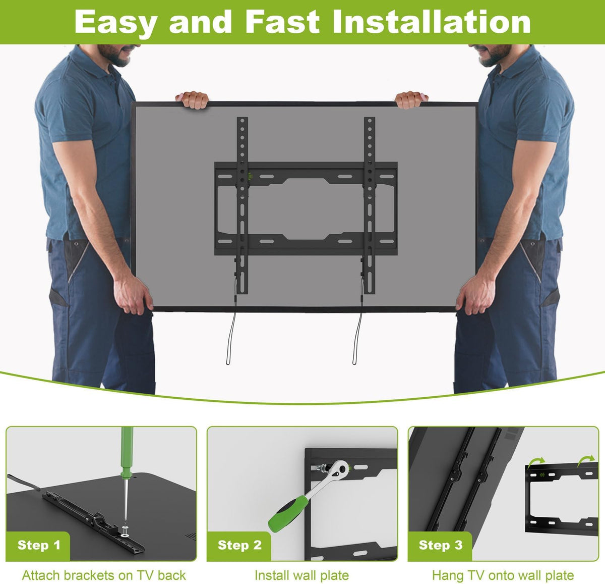 USX MOUNT Tilting TV Wall Mount Low Profile for Most 26-60" LED, LCD, OLED, Plasma Flat Screen TVs, TV Wall Mount with Max VESA 400x400mm up to 99lbs, Wall Mount TV Bracket Fits 8” 16" Studs - PuriLite