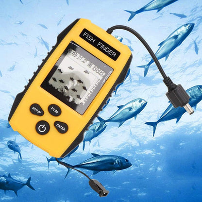 Oumefar Handheld LCD Display Fish Finder Portable Fishing Kayak Fishfinder Contour Readout Fish Depth Finder Wired Transducer with Sonar Sensor LCD Display - PuriLite