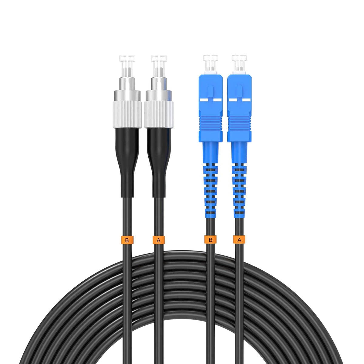 Buacoz 200 Meters LC to LC UPC Outdoor Armored Fiber Patch Cable, 9/125um Single Mode Duplex Fiber Optic Internet Cables, Jumper Optical Patch Cord, (200M/656ft), TPU Black - PuriLite