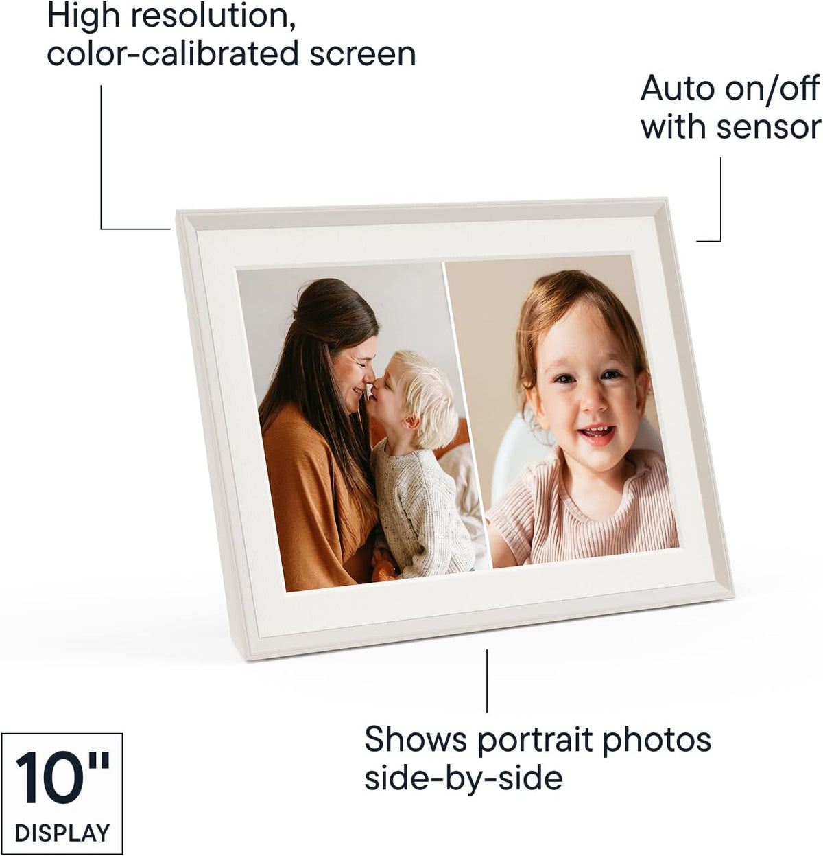 Aura Aspen 12" Digital Photo Frame - Black with Paper Mat - PuriLite