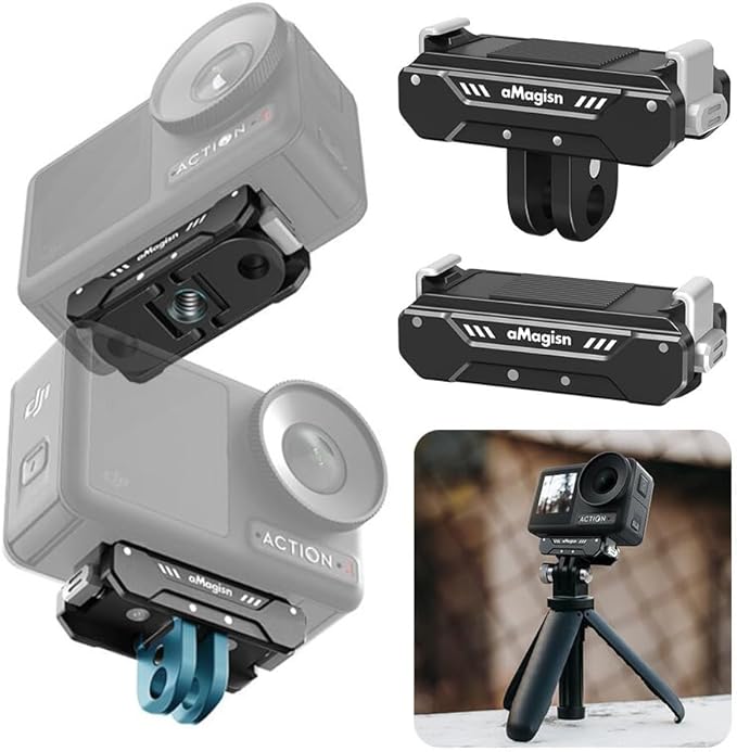 Coyktonty Magnetic Mount/Foldable Adapter for DJI Action4/Osmo Action 3,Magnetic Accessories Camera Mount, Conversion Adapter Tripod - PuriLite