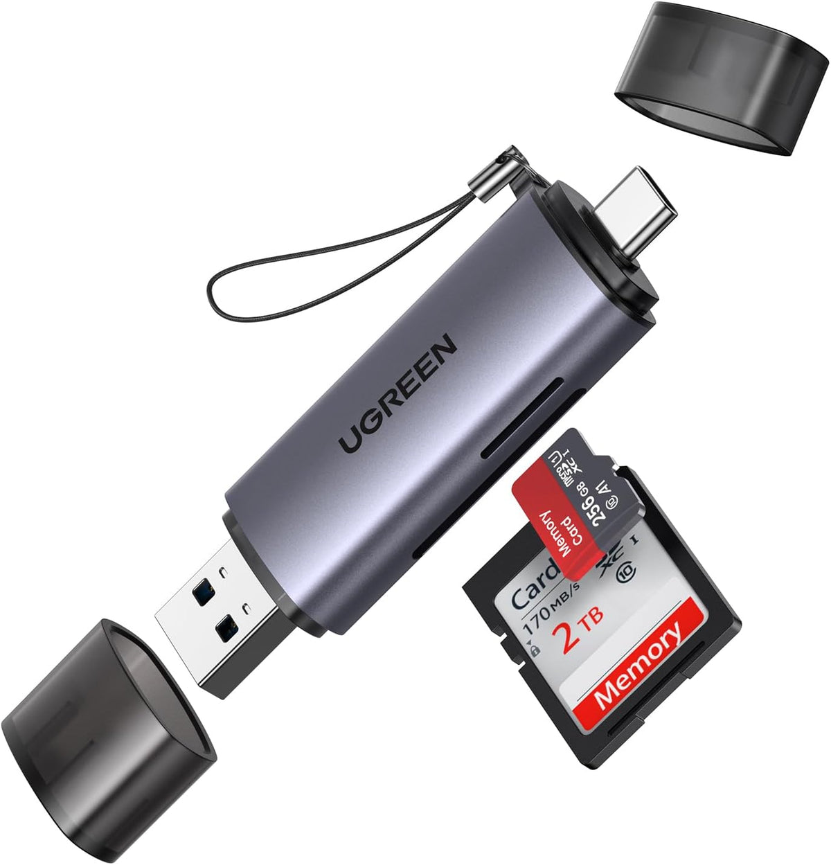 UGREEN 2 in 1 SD Card Reader USB C and USB 3.0 Micro SD Memory Card Adapter for SDHC SDXC MMC UHS I, Compatible with iPhone 15, MacBook Pro, iPad, Galaxy S22, Tab 7, XPS 13 15 - PuriLite