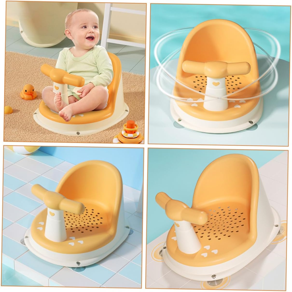 Parliky Portable Bath Seat with Nonslip Support for Bathtub Safe Tub Chair for Months Skid Bath Stool for - PuriLite