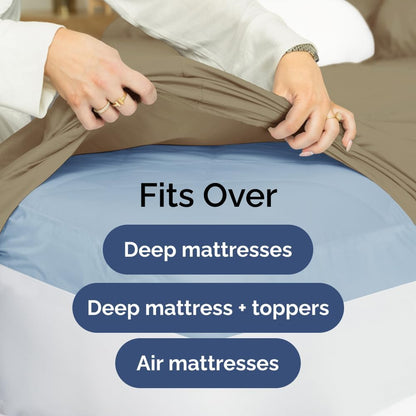 Extra Deep Queen Sheet Set - 6 Piece Breathable & Cooling Sheets - Hotel Luxury Bed Sheets Set - Easy & Secure Fit - Soft, Wrinkle Free & Comfy Sheets Set - White Sheet Set w/Extra Deep Pockets - PuriLite