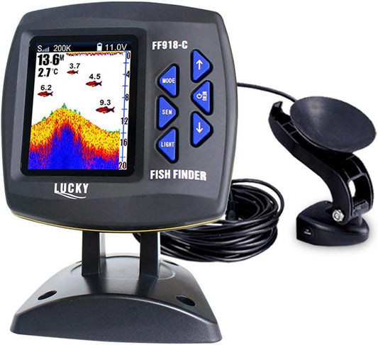 Sangmei Lucky FF918-C100DS Color Screen Wired Fish Finder Dual Frequency 328ft/100m Water Depth Boat Fish Finder - PuriLite