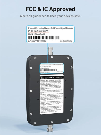 ANNTLENT Cell Phone Signal Booster for House 3G 4G LTE 5G Compatible with All Carriers on Band 25/2/66/4/7/5/12/17, Cell Booster with Omni Antenna and LCD Display, APP Adjust | ISED Approved - PuriLite