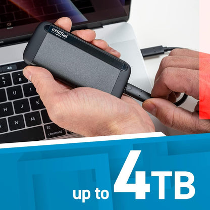 Crucial X9 4TB Portable SSD, Up to 1050MB/s, USB 3.2 USB-C, External Solid State Drive, Compatible with Windows, Mac, & Android, Reliable Storage for Games, Files, & Backups, Black - CT4000X9SSD902 - PuriLite