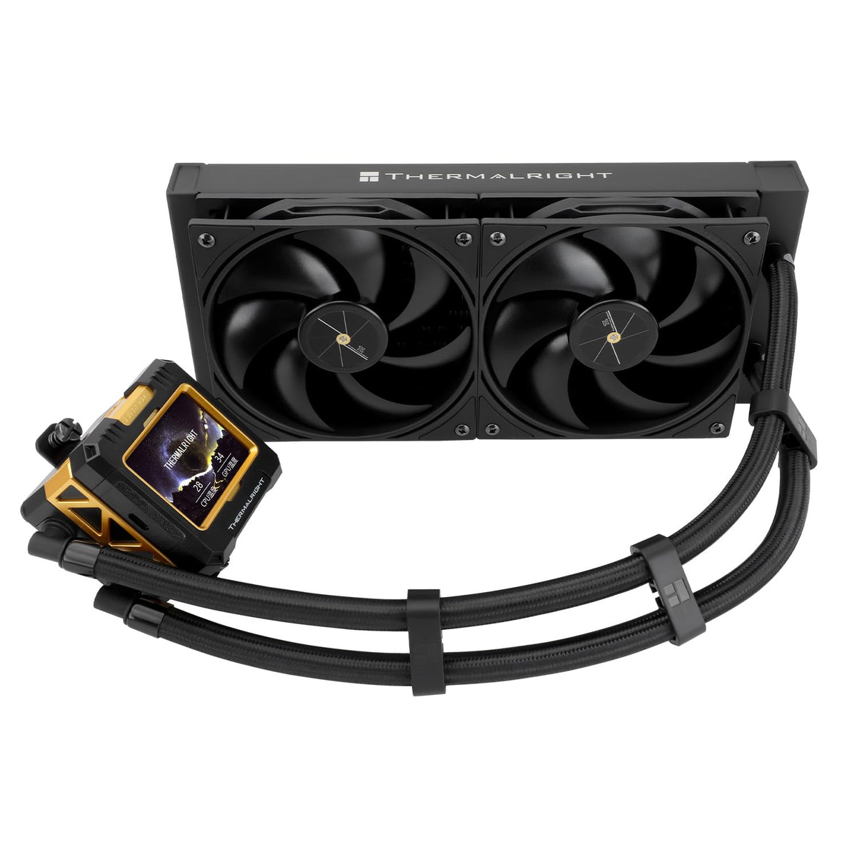 Thermalright FW 360 Black ARGB-360mm AIO CPU Liquid Cooler,IPS LCD Screen with 320 * 240 Resolution,for AM5/Intel LGA1700,‘2.4 inch’Magnet-Absorbent LCD Screen for Images -Black - PuriLite