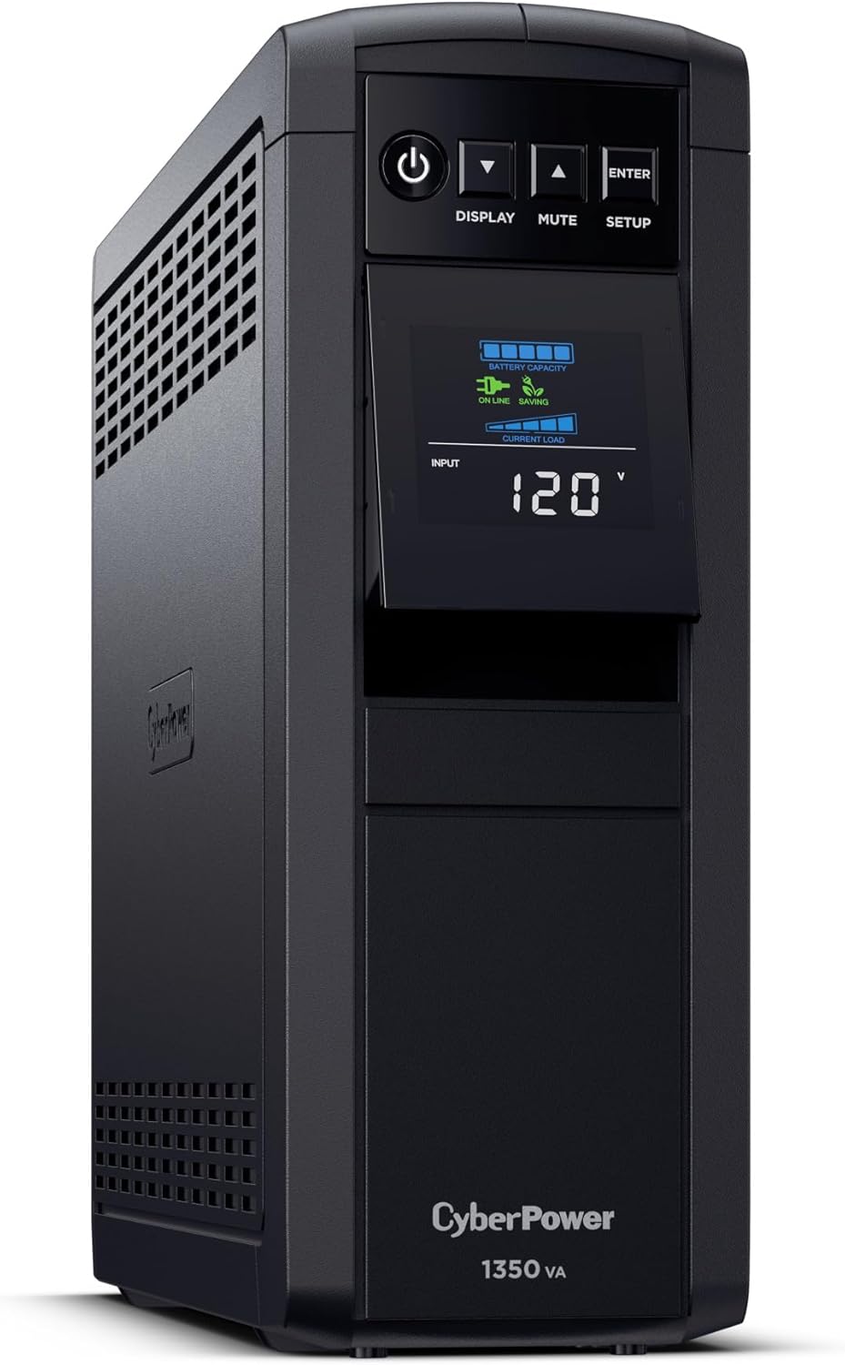 CyberPower CP1500PFCLCD PFC Sinewave UPS System, 1500VA/1000W, 12 Outlets, AVR, Mini Tower, Black - PuriLite