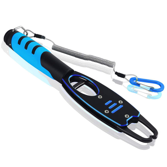 Night Cat Fish Lip Gripper with Scale 2 in 1 Aluminum Alloy Fish Lip Grabber Professional Fishing Lip Gripper Tool Kit for Men - PuriLite